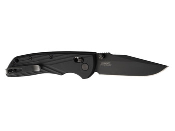 Hogue Deka 3.25" Folding Clip Point Plain Black Cerakote CPM MagnaCut SS Blade, Black Crosshatch Textured GRN Handle, Includes Pocket Clip