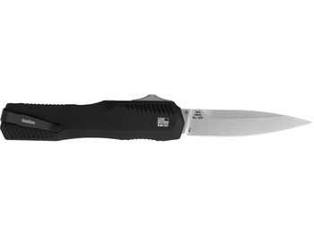 Kershaw 9000 Livewire 3.30" OTF Spear Point Plain Stonewashed CPM 20V SS Blade/ Textured Black Anodized Aluminum Handle Includes Pocket Clip
