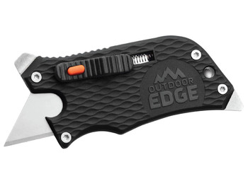 Outdoor Edge SWK30C SlideWinder 3.50" Long, Plain Utility Blade, Black GNR/SS Handle, Screwdriver, Bottle Opener
