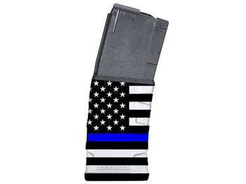 Mission First Tactical EXDPM556AMB1 Extreme Duty 30rd 223 Rem/5.56x45mm Fits AR-15/M4 Black w/Blue Line American Flag Polymer