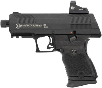 HiPoint YC9RDCT YC9 wRed Dot 9mm Luger 101 4.12 Black Steel Threaded Barrel Black YC9 StyledSerrated Slide Black Polymer Frame wPicatinny Rail  Black Plastic Grips Crimson Trace Red Dot UPC: 752334900623