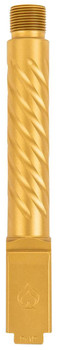 Ballistic Advantage BAPSG195T3G Premium Series  ThreadedSpiral Fluted 9mm Luger Gold PVD Fits Glock 19 Gen 35 UPC: 819747026170