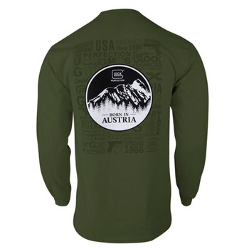 Glock AP96065 Born In Austria  Military Green PreShrunk Cotton Long Sleeve Small UPC: 764503055805