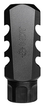 Mdt Sporting Goods Inc 103516BLK Elite Muzzle Brake  30 Cal (7.62mm), Black Steel, 3 Port, 5/8"-24 tpi                                                                                                  
