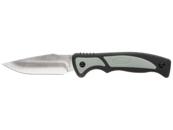 Old Timer 1137140 Trail Boss 3.70" Fixed Caper Plain Stainless Steel Blade 5.25" TPE Handle Includes Sheath