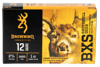 Browning Ammo B193111221 BXS Shotshell Deer 12 Gauge 2.75 1 oz Sabot Slug Shot 5 Per Box 20 UPC: 020892023680