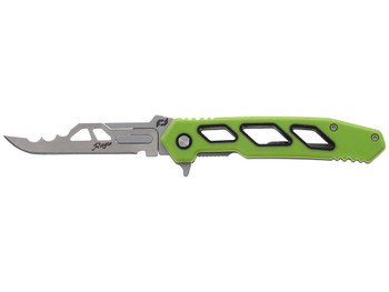 Schrade 1197645 Isolate Enrage 7 2.60" Folding Scalpel Plain Satin 420A Steel Blade, 4.25" Green Non-Slip Carbon Fiber Handle, Includes Blade Removal Tool/Case/Sheath