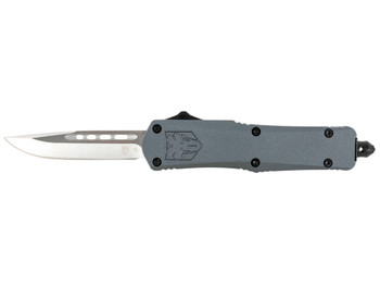 CobraTec Knives SGYFS3DNS FS-3 Small 2.75" OTF Plain D2 Steel Blade/Gray Aluminum Handle Features Glass Breaker Includes Pocket Clip