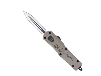CobraTec Knives MWTPFS3DAGNS We The People Medium 3" OTF Dagger Plain D2 Steel Blade/Tan w/"We The People" Features Glass Breaker Includes Pocket Clip