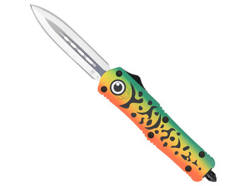 CobraTec Knives MFLGNFS3DAGNS FS-3 Fishing Lure Medium 3" OTF Dagger Plain Satin D2 Steel Blade, 4.50" Green Fishing Lure Aluminum Cerakoted Handle