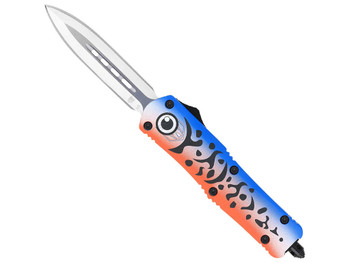 CobraTec Knives MFLBLUFS3DAGNS FS-3 Blue Lure Medium 3" OTF Dagger Plain Satin D2 Steel Blade, 4.50" Blue Fishing Lure Aluminum Cerakoted Handle