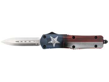 CobraTec Knives MCTXFS3DAGNS FS-3 Texas Flag Medium 3" OTF Dagger Plain Satin D2 Steel Blade, 5" Texas Flag Aluminum Cerakoted Handle