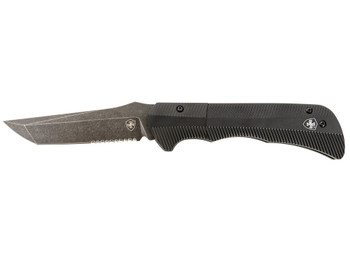 Templar Knife AAABK521 Auto Assist 3.50" Folding Tanto Part Serrated Black Oxide Stonewashed Powder Coated D2 Steel Blade/ 4.25" Aged Aluminum Handle