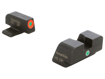 AmeriGlo XD201 i-Dot Sight set for Springfield Armory XD Green Tritium Orange Outline Front Sight-Green Tritium Rear Sight