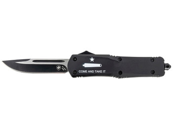 Templar Knife LCATI331 Gen II Come And Take It Large 3.50" OTF Drop Point Plain Black Oxide Stonewashed 440C SS Blade, 5.25" Black "Come And Take It" Aluminum Handle, Glass Breaker