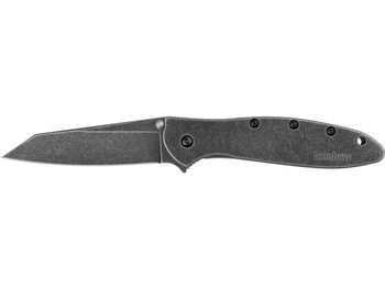 Kershaw 1660RBW Leek Random EDC 3" Folding Reverse Tanto Plain Black Oxide Blackwash 14C28N Steel Blade, Blackwash Stainless Steel Handle