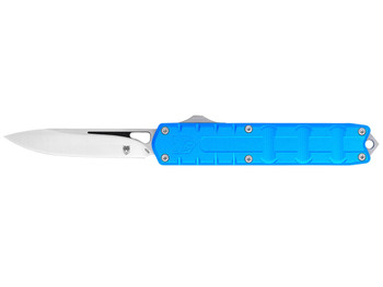 CobraTec Knives CTEBLUM390DNS Enforcer 3.25" OTF Drop Point Plain M390 Steel Blade/Blue Aluminum Handle