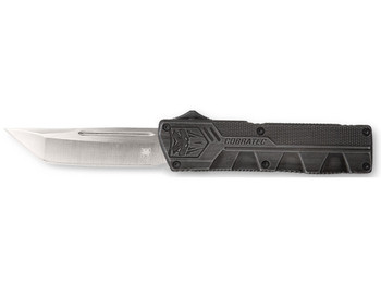 CobraTec Knives SWCTLWTNS Lightweight 3.25" OTF Tanto Plain D2 Steel Blade/Stonewashed Aluminum Handle Includes Pocket Clip