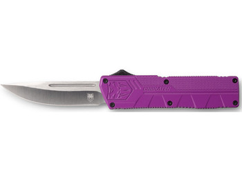 CobraTec Knives PURCTLWDNS Lightweight 3.25" OTF Drop Point Plain D2 Steel Blade/Purple Aluminum Handle Includes Pocket Clip