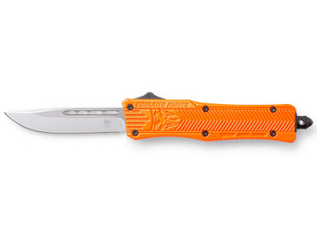 CobraTec Knives SORCTK1SDNS CTK-1 Small 2.75" OTF Drop Point Plain D2 Steel Blade/Orange Aluminum Handle Features Glass Breaker Includes Pocket Clip