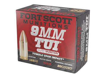 Fort Scott Munitions 9MM125SCVSS Tumble Upon Impact (TUI) 9mmLuger Subsonic 125gr Solid Copper Spun 20 Per Box/25 Case