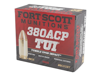 Fort Scott Munitions 380095SCV Tumble Upon Impact (TUI) 380ACP 95gr Solid Copper Spun 20 Per Box/25 Case