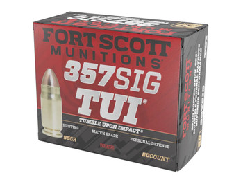 Fort Scott Munitions 357SIG095SCV Tumble Upon Impact (TUI) 357Sig 95gr Solid Copper Spun 20 Per Box/25 Case