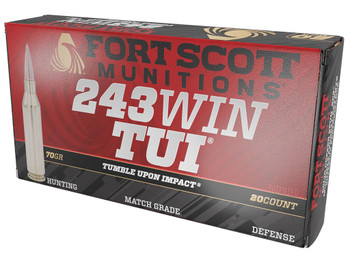 Fort Scott Munitions 243070SCV Tumble Upon Impact (TUI) Rifle 243Win 70gr Solid Copper Spun 20 Per Box/10 Case
