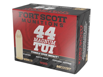 Fort Scott Munitions 44MAG200SCV Tumble Upon Impact (TUI) 44RemMag 200gr Solid Copper Spun 20 Per Box/25 Case