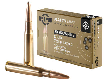 PPU PPM50 Match 50BMG 725gr Full Metal Jacket Solid 5 Per Box/20 Case
