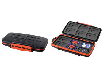 Stealth Cam STCMCSC Memory Card Storage Case Black/Red Black/Orange Polycarbonate Includes 12 Full Sized SD Cards