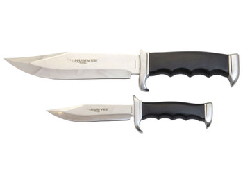 Humvee Adventure Gear HMVBC02BK Bowie Knife Set Fixed Plain Spear Point Polished Stainless Steel Black Pakawood