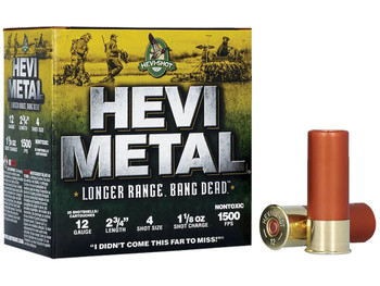 HEVI-Metal HS38704 HEVI-Metal Longer Range 12Gauge 2.75" 1 1/8oz 4Shot 25 Per Box/10 Case