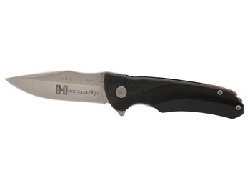 Hornady 99143 Folding Plain Satin w Laser Engraved Logo 420HC SS Blade Black GFN Handle Includes Pocket Clip