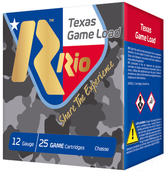 Rio Ammunition TG368TX Top Game Texas Game Load 12 Gauge 2.75 1 14 oz 8 Shot 25 Per Box 10 Case UPC: 8435101635622