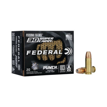 Federal PD30P1 Personal Defense  30 Super Carry 103 gr Punch Hollow Point 20 Per Box 10 UPC: 604544688757
