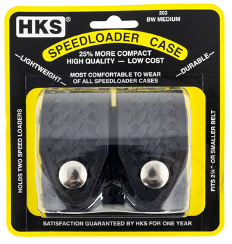 HKS 203MBB SpeedLoader Case  Double Medium Black Hytrel Belt Loop Belts 2.25 Wide UPC: 088652020324