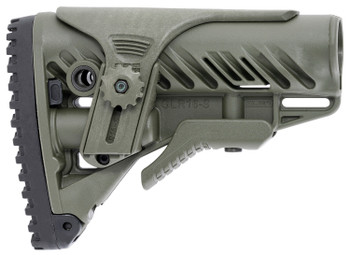 FAB Defense FXGLR16CPG GLR16  Tactical Buttstock for AR15 M4 wAdjustable CheekRest  AntiRattle Mechanism OD Green Polymer UPC: 7290105945822