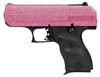 HiPoint 916PISP C9  9mm Luger 81 3.50 Black Steel Barrel HydroDipped Pink Sparkle Serrated Slide Black Polymer Frame Black Polymer Grips UPC: 752334900722