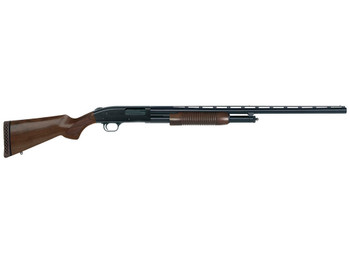 Mossberg 50430 500 Retrograde Full Size 12 Gauge Pump 3" 5+1 28" Matte Blued Vent Rib Barrel, Matte Blued Drilled & Tapped Receiver, Fixed Walnut Stock, Right Hand