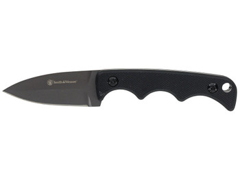 Smith & Wesson Knives 1193156 H.R.T. Neck Knife Fixed Spear Point/Plain Titanium Nitride Coated 8Cr13MoV SS Blade/Black G10 Handle Includes Sheath