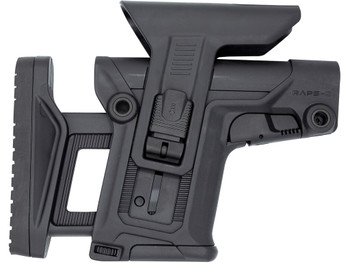 FAB Defense FXRAPSCB RAPS Rapid Adjustment Precision Stock-Collapsible Fits Mil-Spec/Commercial Buffer Tubes Integrated Cheek-Rest & Adjustable LOP Ambidextrous 1Latch System Black Polymer
