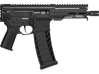CMMG 94A6867AB Dissent MK4 9mm Luger 33+1 6.50", Black, Picatinny Brace Adapter, 5.50" M-LOK Handguard, Left Side Charging Handle, Zeroed Linear Comp, Zeroed Drop-In Single Stage Trigger