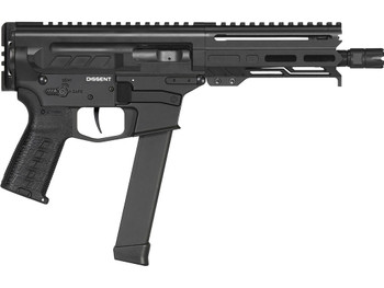 CMMG 99A68A2AB Dissent MKGS 9mm Luger 33+1 6.50", Black, Picatinny Brace Adapter, 5.50" M-LOK Handguard, Left Side Charging Handle, Zeroed Linear Comp, TriggerTech Trigger (Glock Mag Compatible)