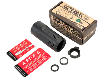 Strike Industries BSOPPRESSORUBK Oppressor Universal Blast Shield Multi-Cal 3.37"L 1.61"D Black Anodized Steel/Aluminum for Barrels with 1/2" & 5/8" Threads (Max .98"D Barrels)