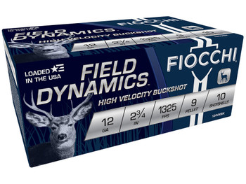 Fiocchi 12HV9P Field Dynamics 12Gauge 2.75" 9Pellets 00Buck Shot 10 Per Box/25 Case