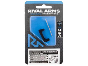 Rival Arms RA72G003A Magazine Release Extended Black Anodized Aluminum for Glock 43