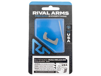 Rival Arms RA72G003D Magazine Release Extended Silver Aluminum for Glock 43
