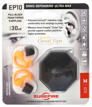 SureFire EP10ORMPR EP10 Sonic Defenders Ultra Max Polymer 30 dB Full Block Orange Medium Adult 1 Pair UPC: 084871323345