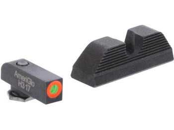 AmeriGlo GL5353 Protector Sight Set for Glock Green Tritium Orange Outline Front Sight-Black Serrated Rear Sight